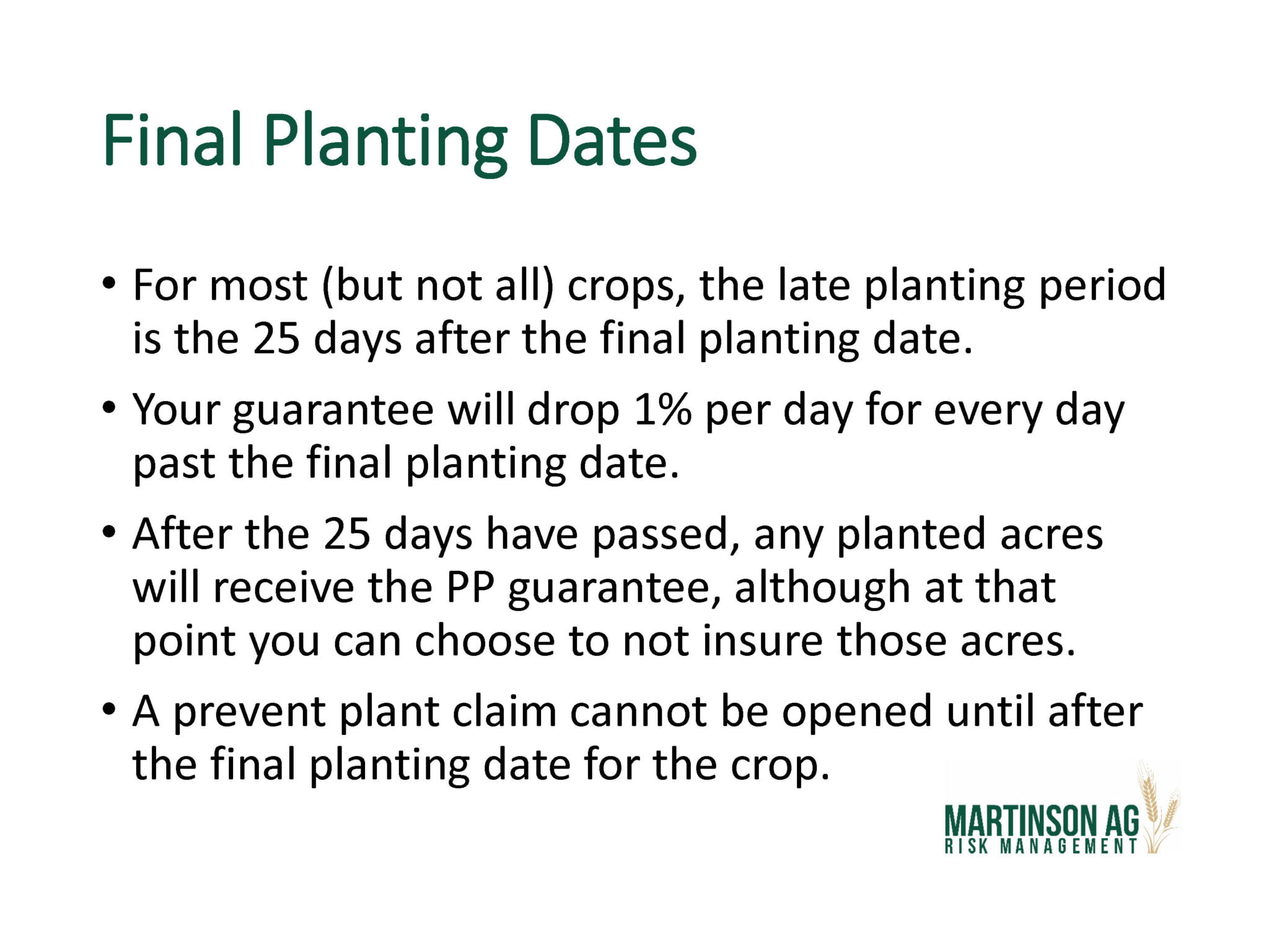 2024 Final Planting Date Maps for ND, MN, SD Martinson Ag Risk Management