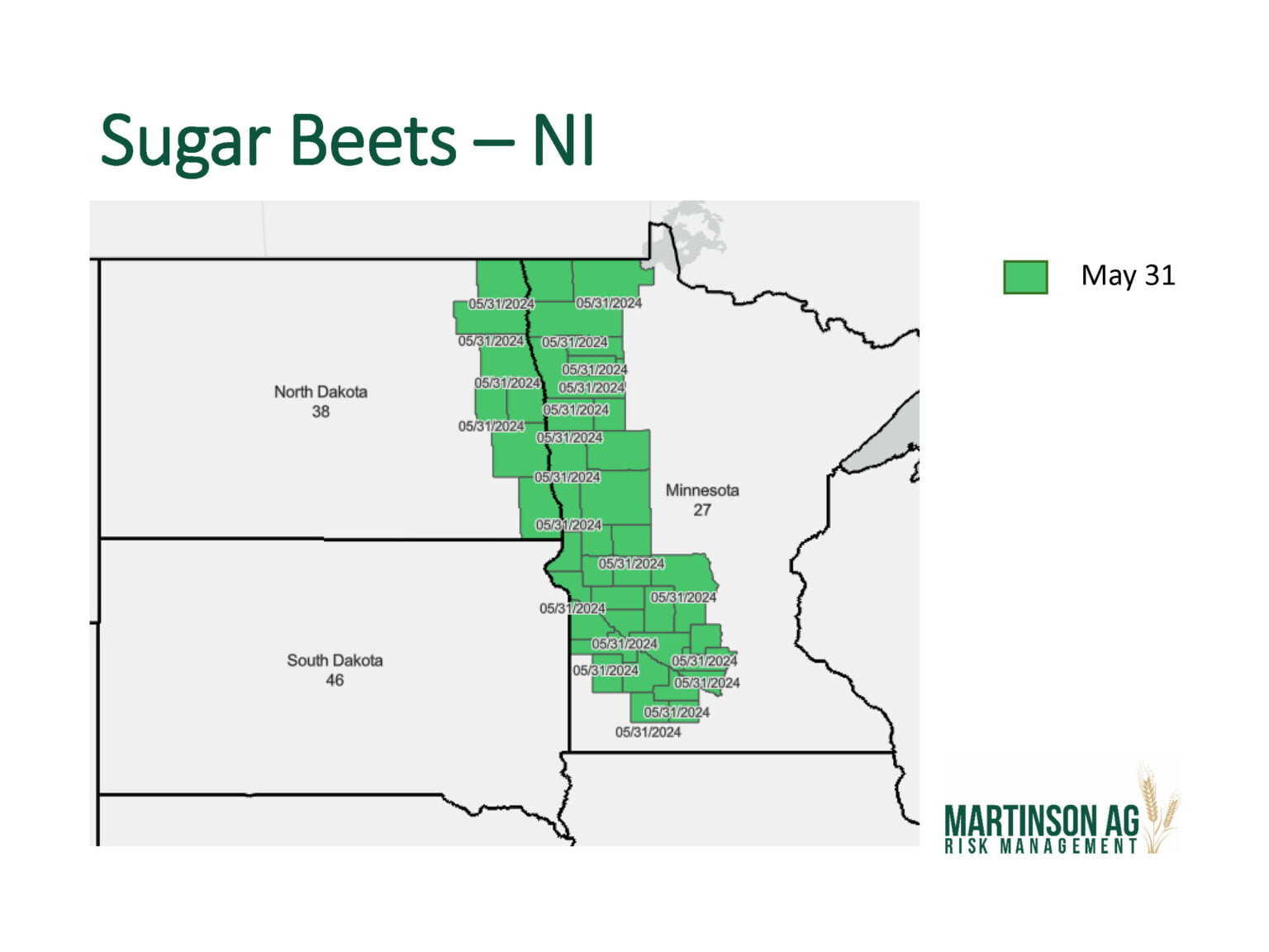 2024 Final Planting Date Maps for ND, MN, SD Martinson Ag Risk Management