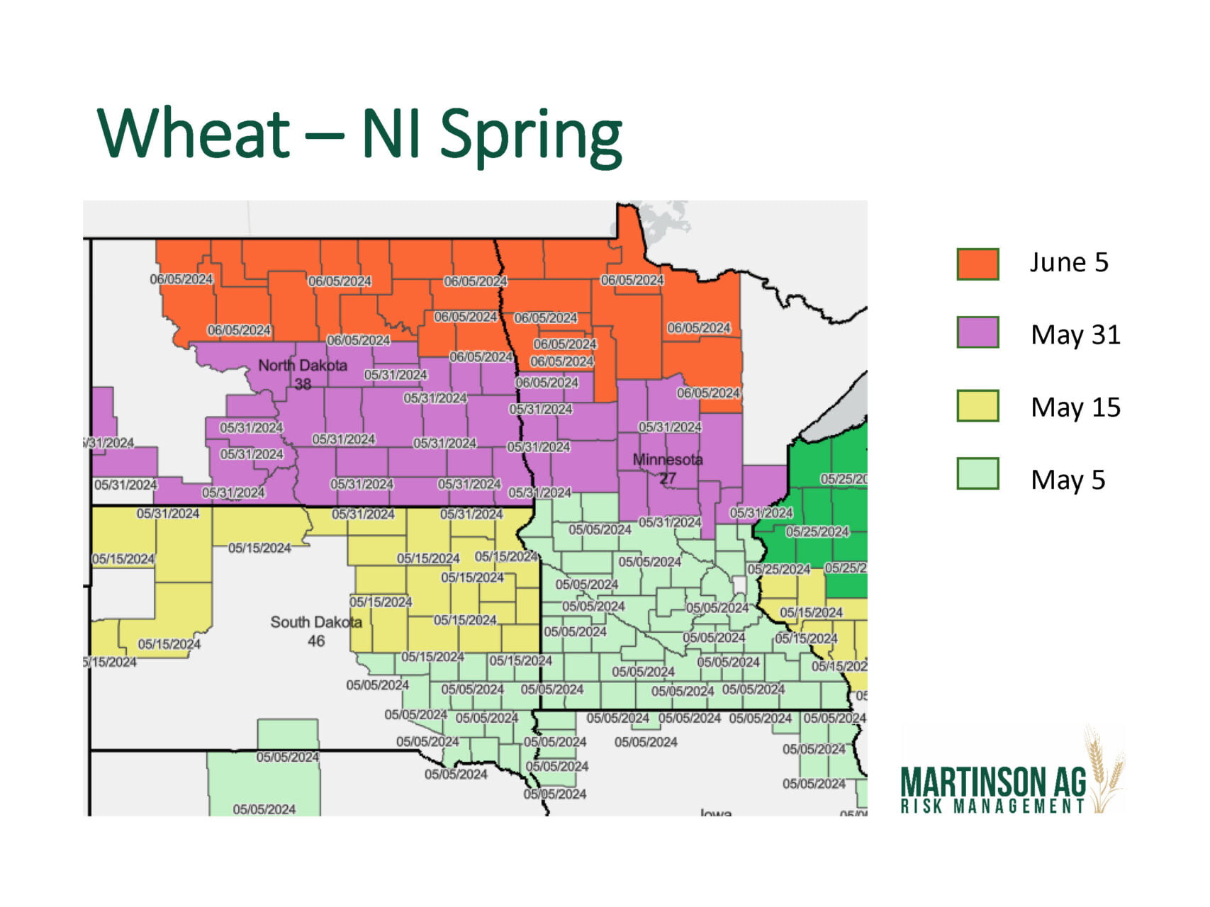 2024 Final Planting Date Maps for ND, MN, SD Martinson Ag Risk Management