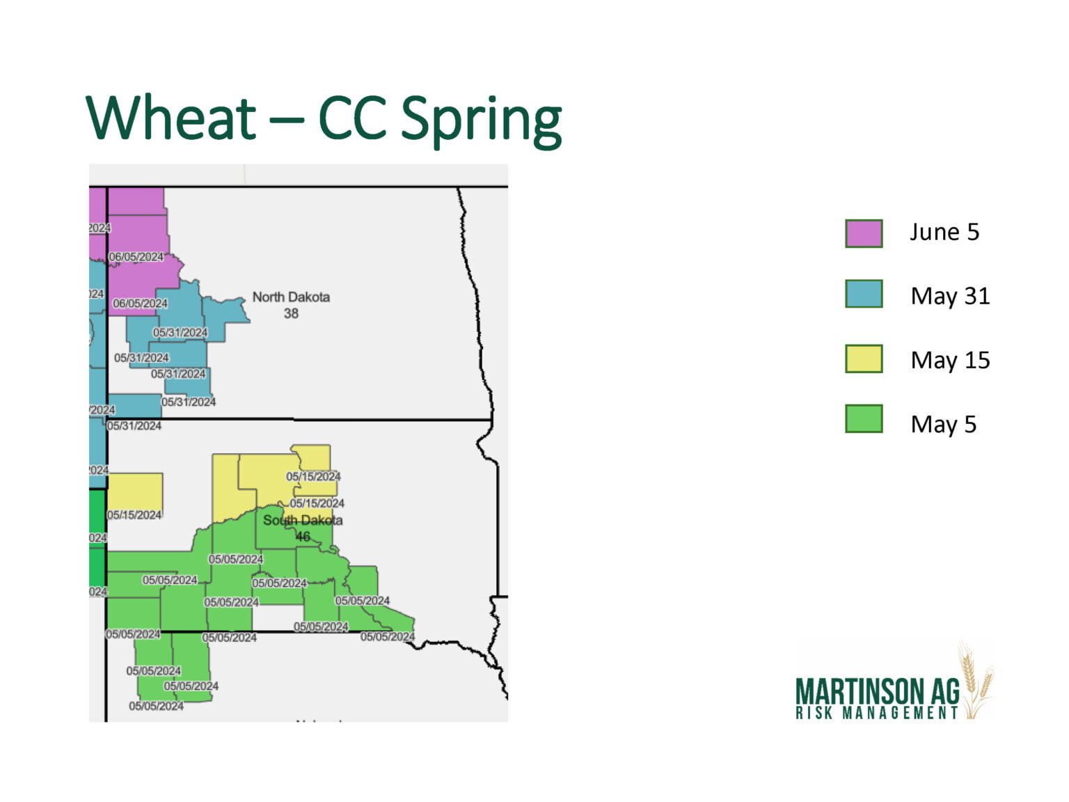 2024 Final Planting Date Maps for ND, MN, SD Martinson Ag Risk Management